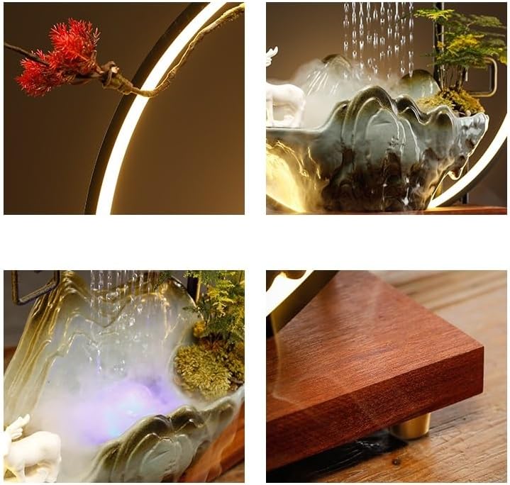 GUERNSEY Tabletop Fountain Tabletop Fountain Flowing Water Ornaments Creative Rockery Fountain Circulating Humidifier Ceramic Home Office Desktop Decoration Indoor Fountain