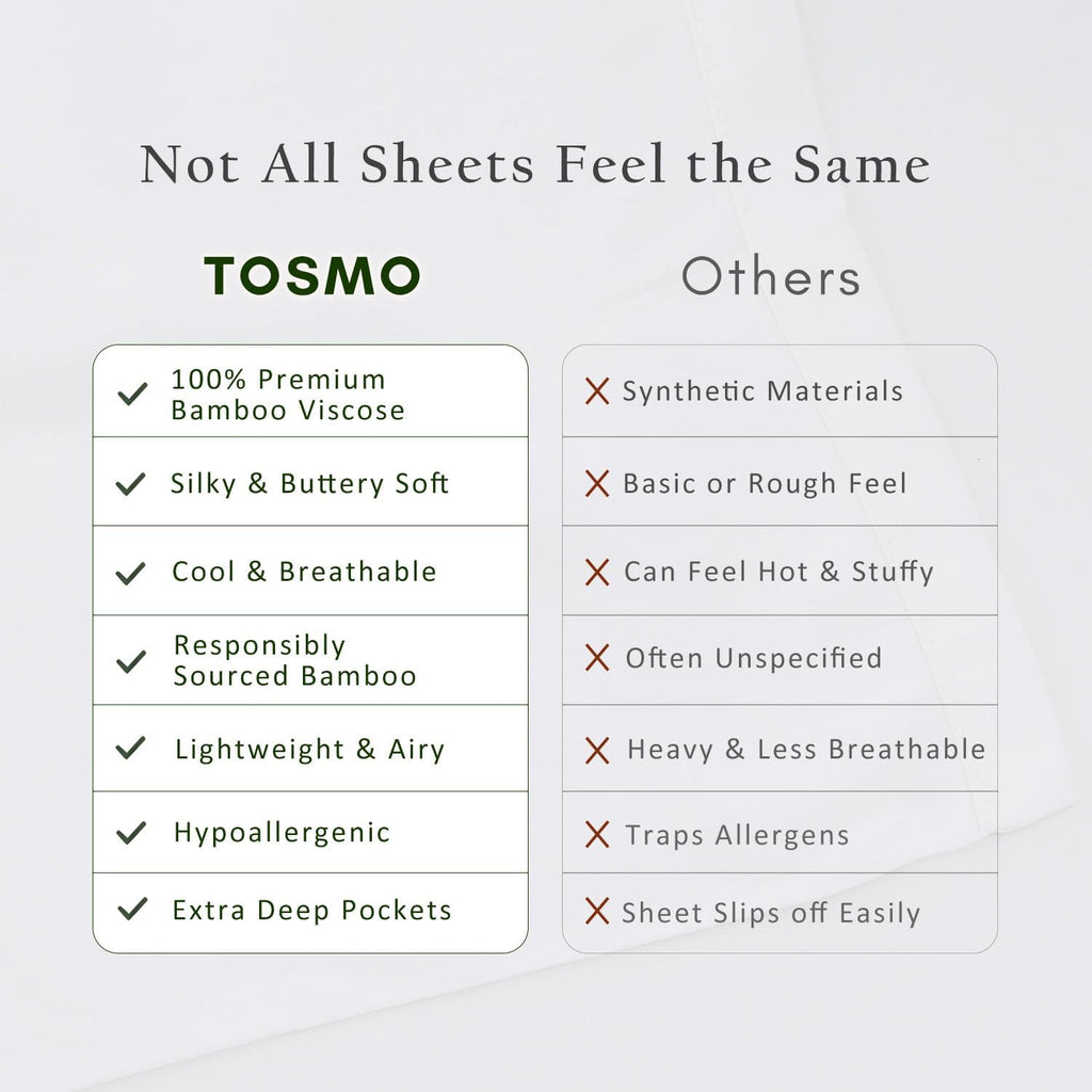 TOSMO Luxury Cooling Sheet Set - 100% Viscose from Bamboo, 4-Piece Bedding Set (Queen Size) - 18' Extra Deep Pockets, Oeko-Tex Certified, Silky Soft and Breathable, Classic White