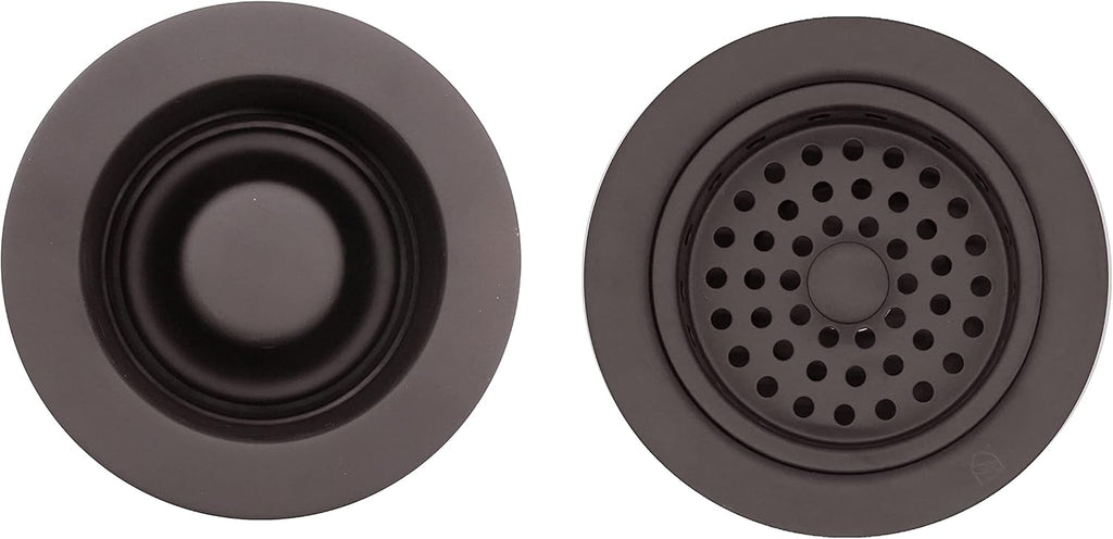 Westbrass CO2185-12 Combo Pack 3-1/2' Post Style Large Kitchen Sink Basket Strainer and Waste Disposal Drain Flange with Stopper, Oil Rubbed Bronze