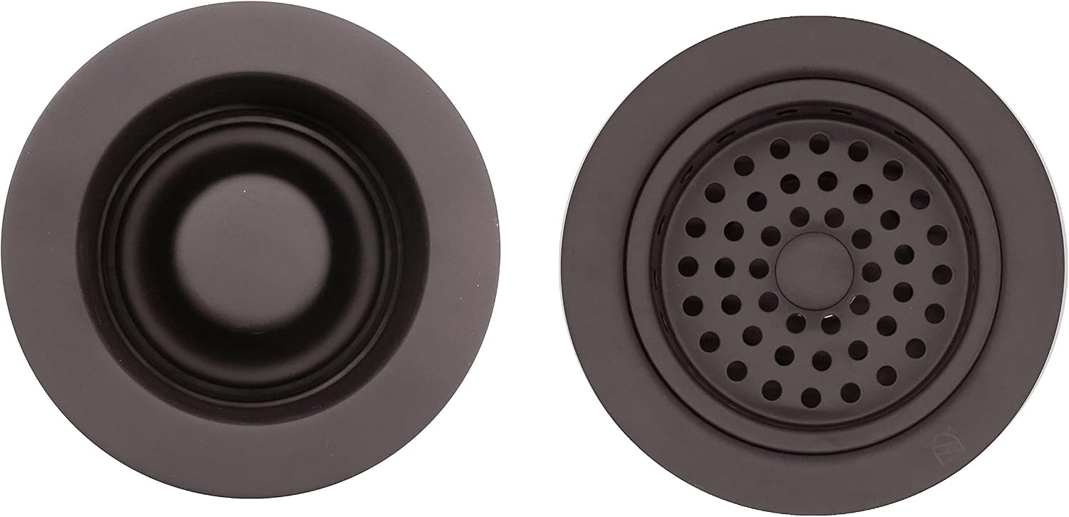 Westbrass CO2185-12 Combo Pack 3-1/2' Post Style Large Kitchen Sink Basket Strainer and Waste Disposal Drain Flange with Stopper, Oil Rubbed Bronze