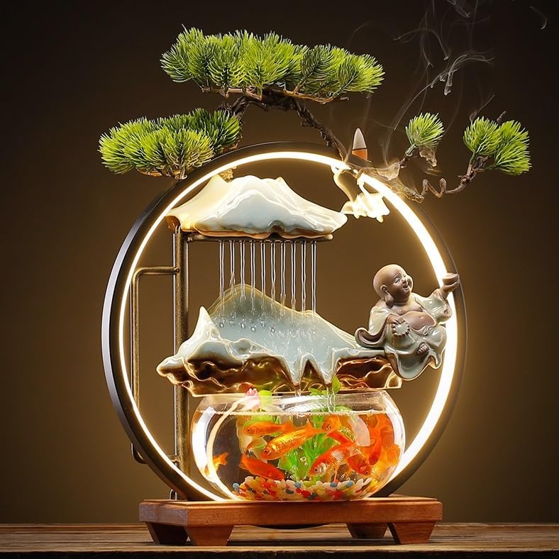 GUERNSEY Tabletop Fountain Tabletop Fountain Creative Small Living Room Circulating Water Ornaments Decorative Fountain Office Desktop Fish Tank Indoor Fountain