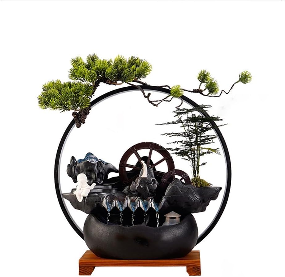 GUERNSEY Tabletop Fountain Chinese Desktop Fountain Ornaments Circulating Water Living Room Office Desktop Decoration Study Desktop Ornaments Indoor Fountain