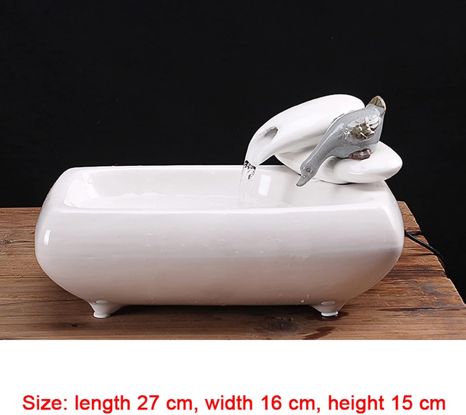 GRFIT Indoor Fountain White Ceramic Tabletop Fountain, Rectangular Ceramic Basin, Water Fountain for Indoor, for Home and Office Decoration Table Fountain