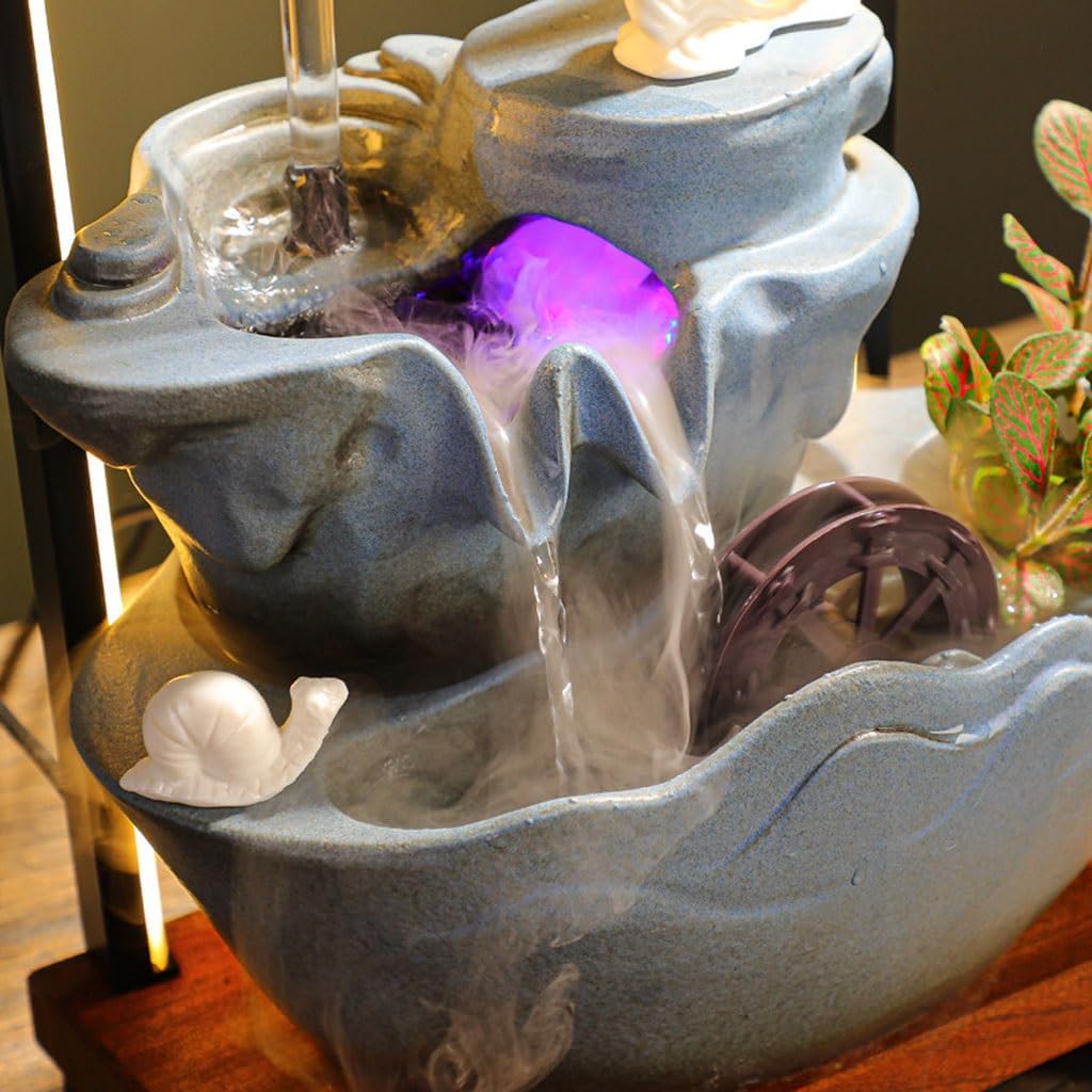 GUERNSEY Tabletop Fountain Chinese Style Flowing Water Rockery Fountain Living Room Office Decoration Study Desk Fountain Decoration Indoor Fountain