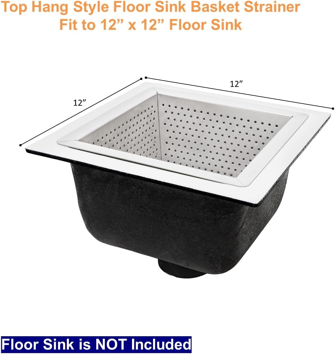 Leyso Stainless Steel Floor Sink Top Hang Basket Strainer Sink Drain Cover 10' x 10' x 4-3/4' for Kitchen, Restaurant, Bar, Buffet (4-3/4'H SS x 4)