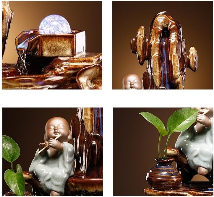 GUERNSEY Tabletop Fountain Tabletop Fountain Ceramic Flowing Water Ornaments Living Room Office Hall Desktop Home Decorations Indoor Fountain
