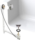 Westbrass A50P27TLE-05 27' Cable Drive Bath Drain Trim Kit with Rotary Overflow Cover Knob, European Stopper and Poly Tubular Pipes, Polished Nickel