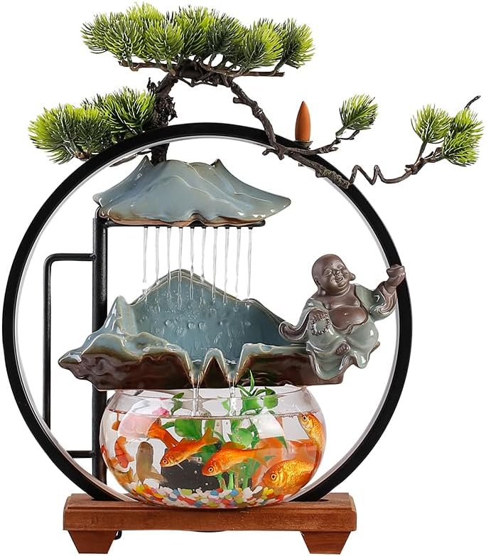 GUERNSEY Tabletop Fountain Tabletop Fountain Creative Small Living Room Circulating Water Ornaments Decorative Fountain Office Desktop Fish Tank Indoor Fountain