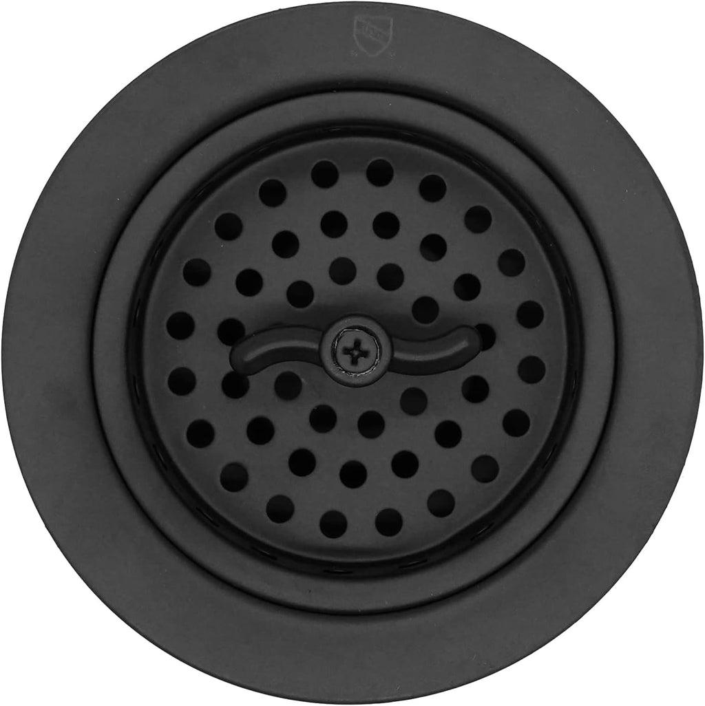 Westbrass CO2195-62 COMBO PACK 3-1/2' Wing Nut Twist Style Large Kitchen Sink Basket Strainer and Extra-Deep Collar Kitchen Sink Waste Disposal Flange with Stopper, Matte Black