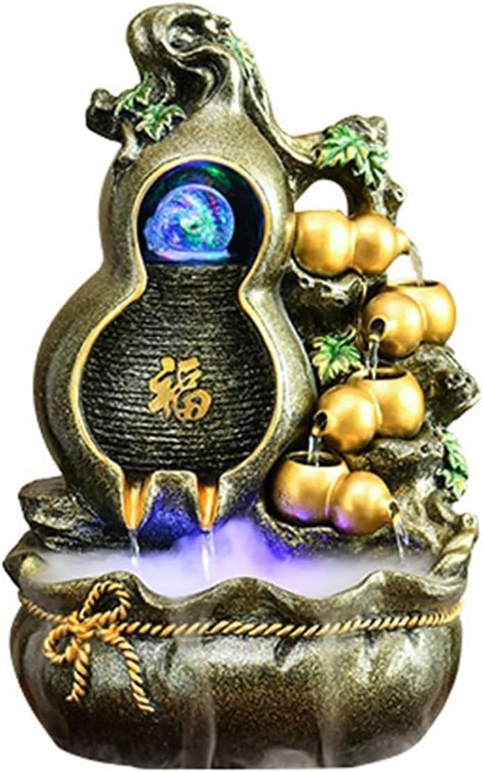 GLigeT Tabletop Fountain Coffee Table Ornaments Living Room Desktop Business Gifts Office Fountain Water Attracts Wealth to Improve Feng Shui Water Fountain Decor