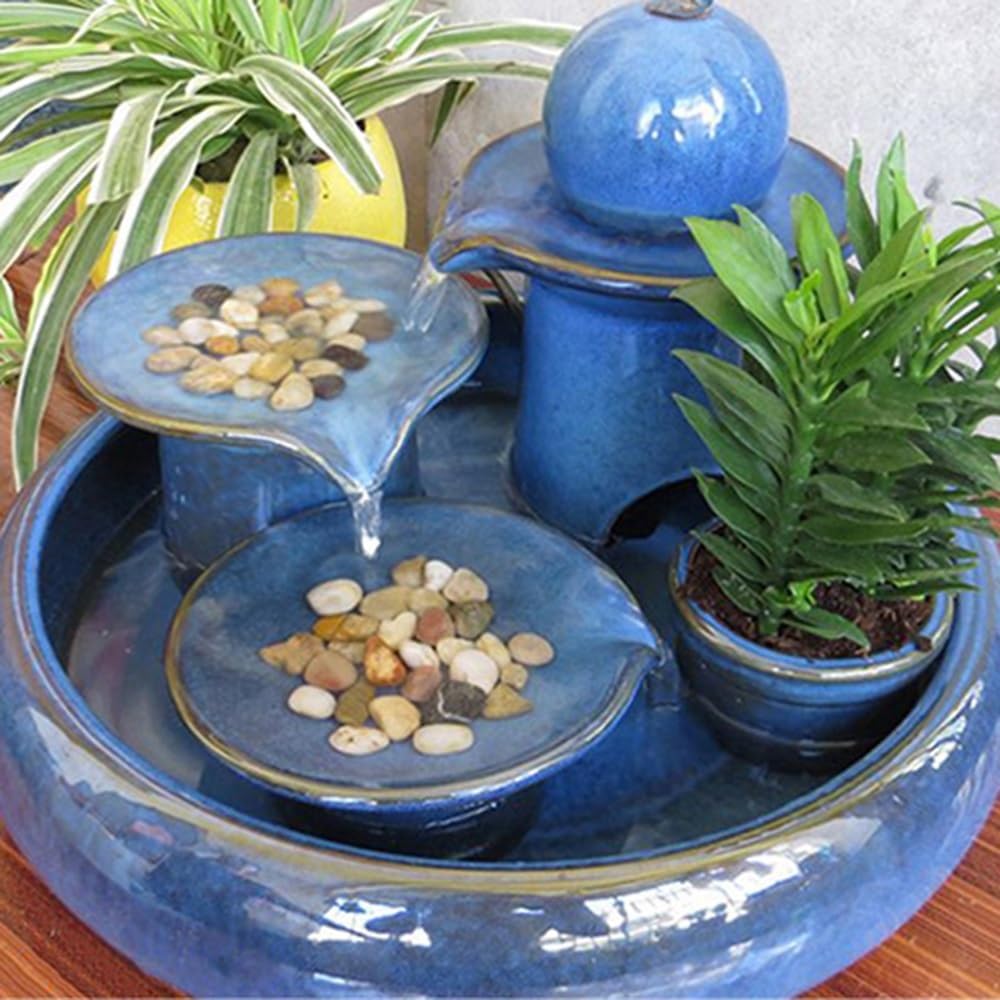 GRFIT Indoor Fountain Tabletop Relaxation Fountain with Water Wheel and Humidifier Decorative Tabletop Fountain