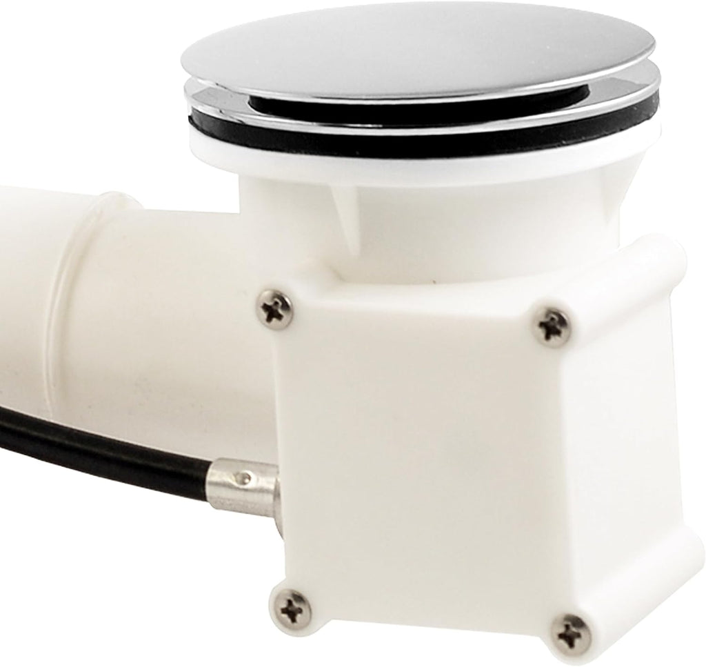 Westbrass D50P27TLE-26 27' Cable Drive Standard Bath Drain Trim Kit with Rotary Overflow Cover Knob, Pop-Up Stopper and Poly Tubular Pipes & Fittings, Polished Chrome (12-Pack)