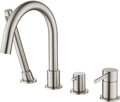 KIBI Circular Single Handle Roman Tub Faucet with Hand Shower | Deck Mounted Bathtub Faucet Set with Diverter | Durable Solid Brass Construction, Smooth Water Flow Control | Brushed Nickel, KTF3101