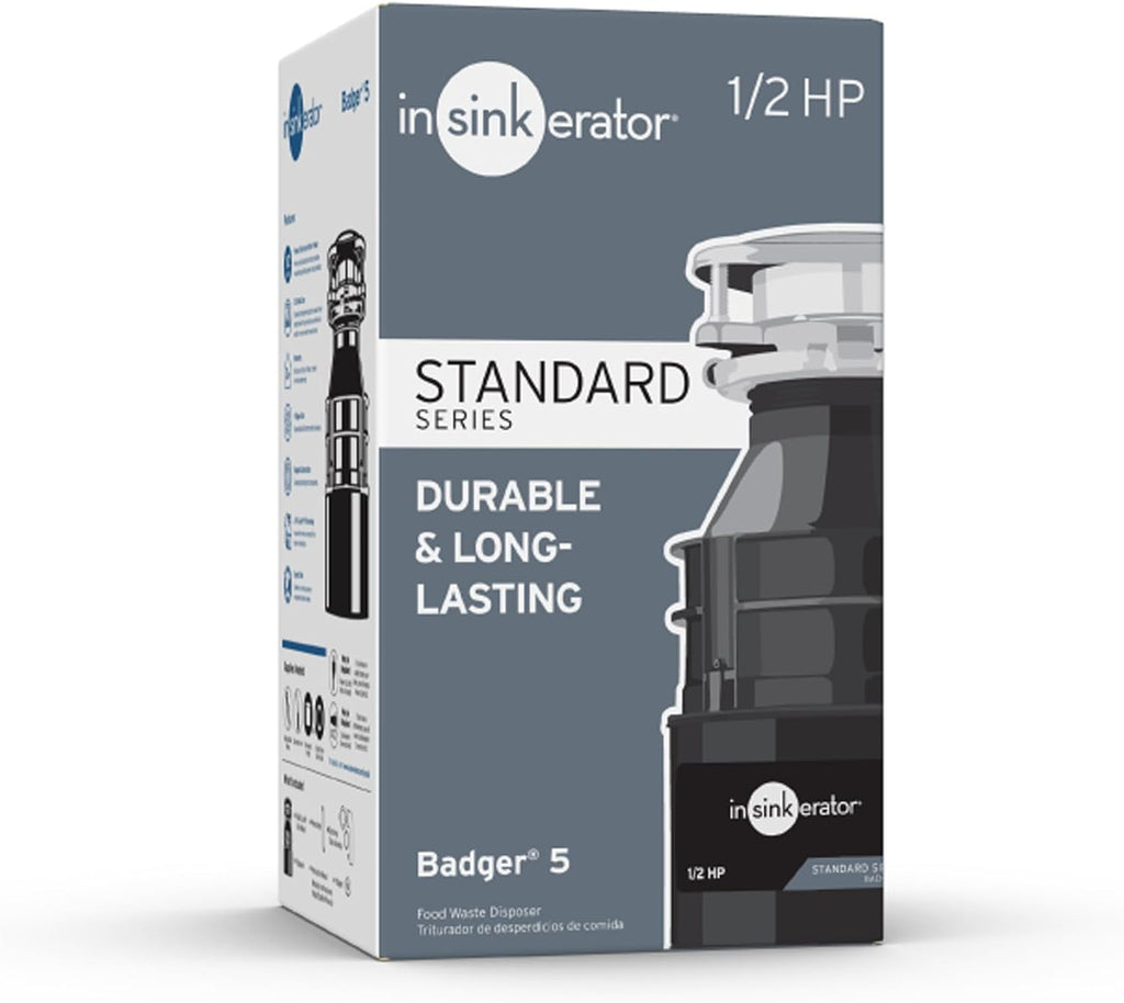 InSinkErator Badger 5 Garbage Disposal, Badger Series 1/2 HP Continuous Feed Food Waste Disposer