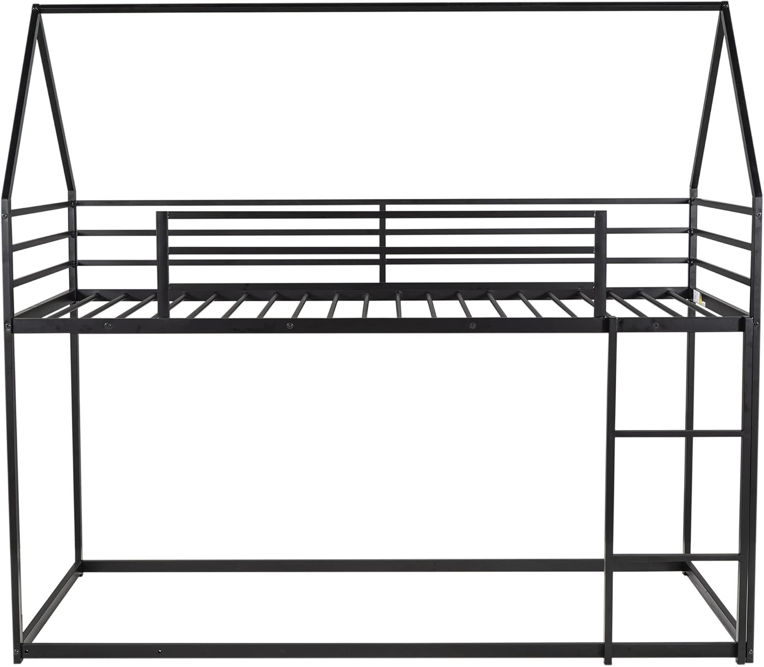 MERITLINE Metal Bunk Bed Twin Over Twin Size House Shaped Bunk Bed Frame Low Bunk Beds for Kids and Toddlers, Twin Size