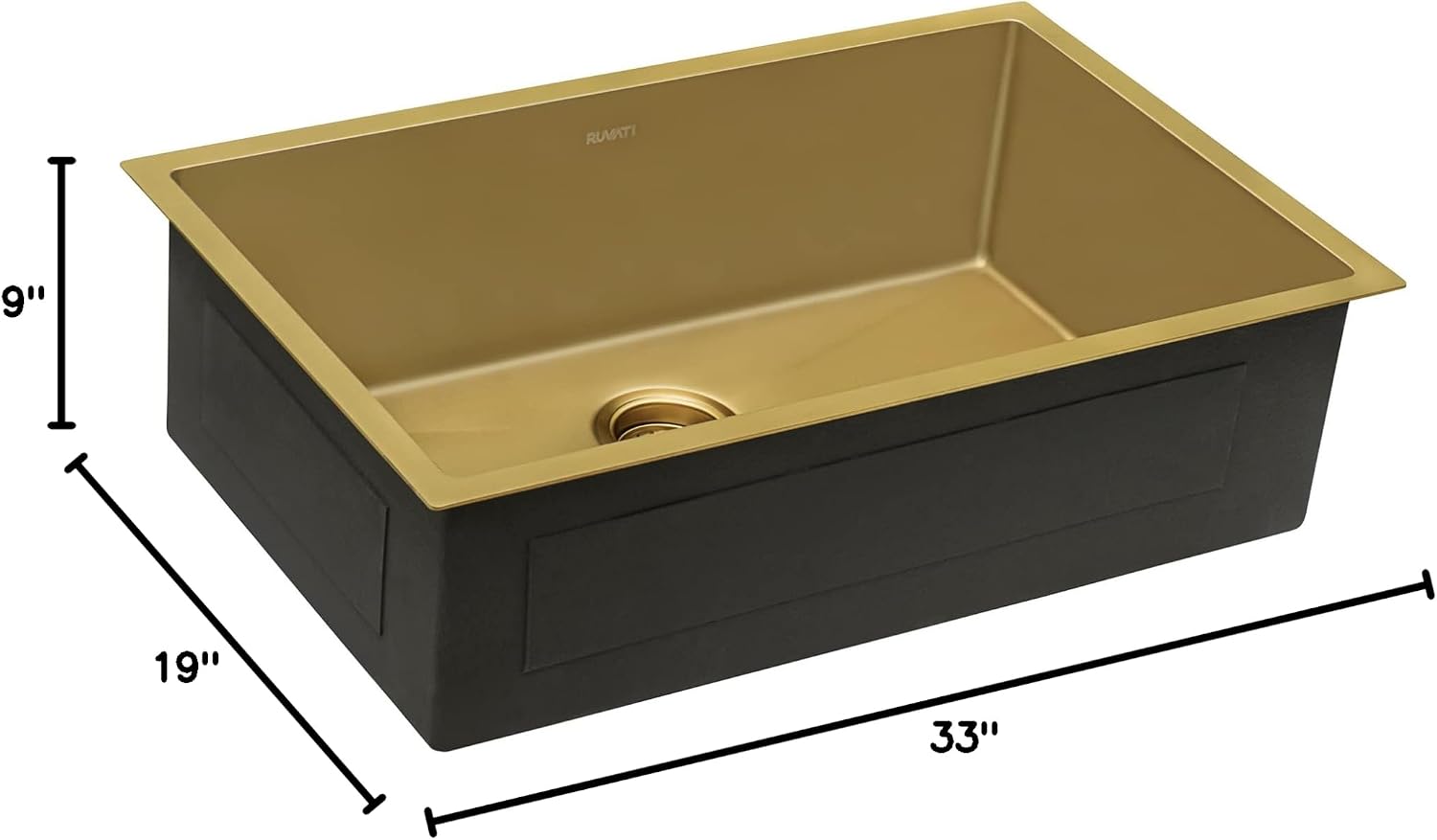 Ruvati 33-inch Undermount Satin Brass Matte Gold Stainless Steel Kitchen Sink 16 Gauge Single Bowl - RVH6433GG