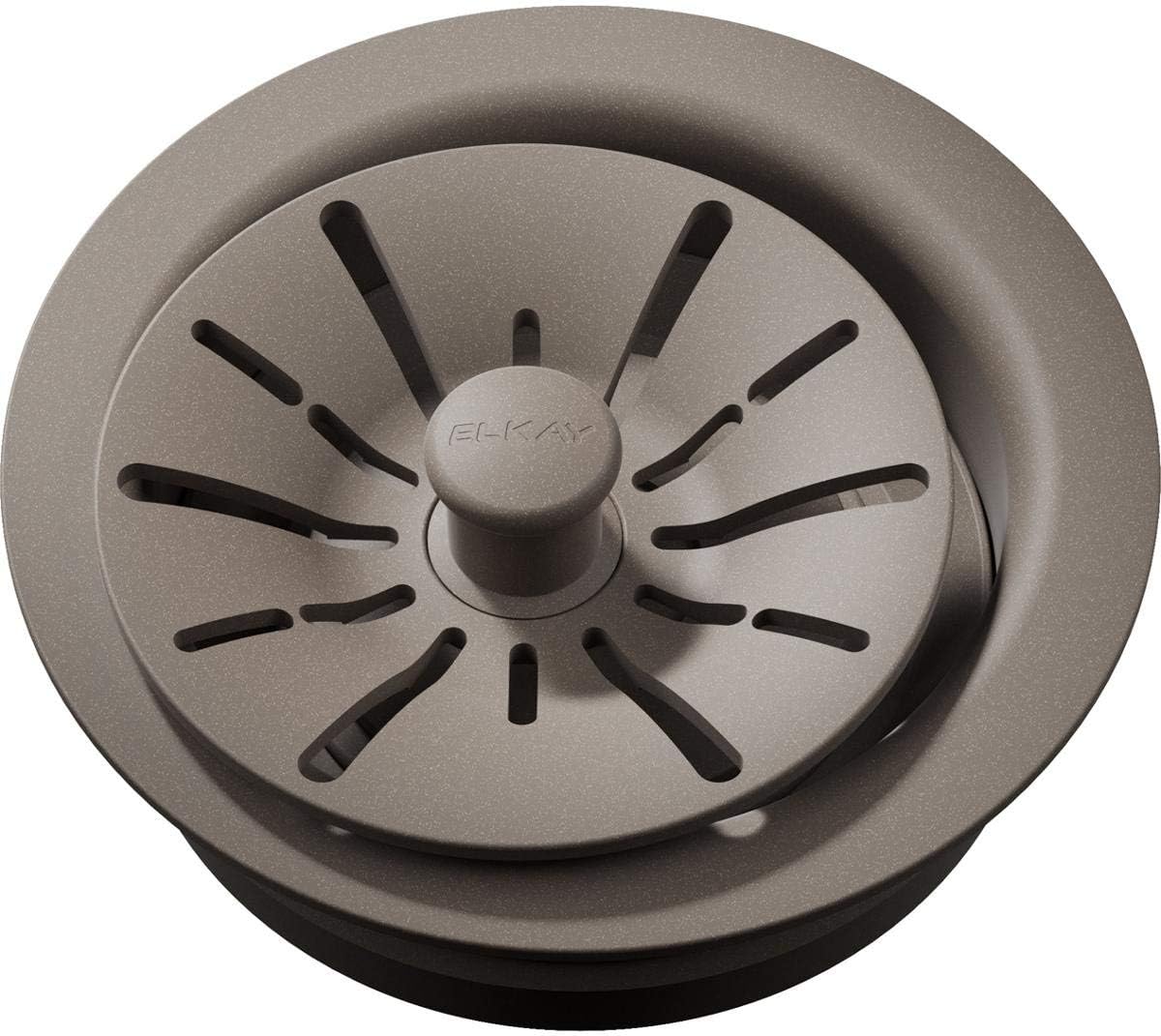 Elkay Quartz Perfect Drain 3-1/2' Polymer Disposer Flange with Removable Basket Strainer and Rubber Stopper Silvermist