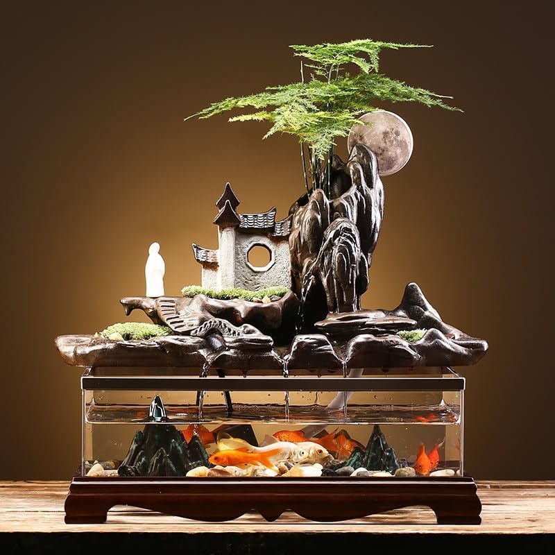 Tabletop Fountains Fish Tank Water Landscape Office Home Circulation Fountain Landscaping Living Room Porch Wine Cabinet Decorative Ornaments Table Top Fountains Indoor