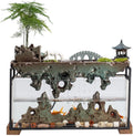 GUERNSEY Tabletop Fountain Zen Chinese Style Circulating Rockery Water Fountain Creative Home Living Room Glass Fish Tank Decoration Indoor Waterfall Feature Indoor Fountain
