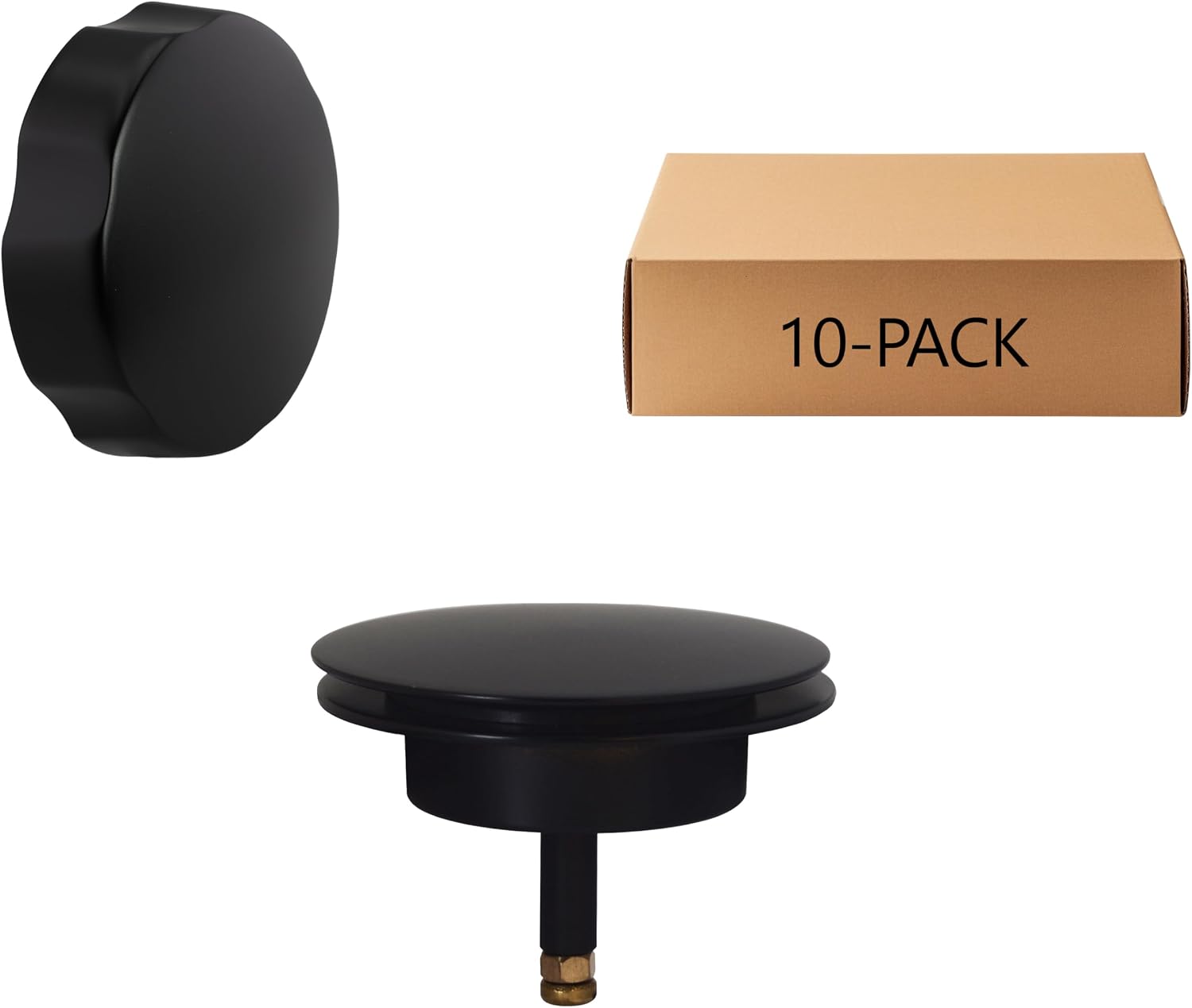 Westbrass D50TE-10-62 Standard 1-1/2' Replacement Trim for Cable Drive Bath Drain Waste & Overflow Assemblies, Matte Black (10-Pack)