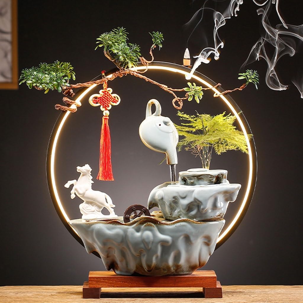 GUERNSEY Tabletop Fountain Flowing Water Circulating Water Fountain Ornaments Living Room Office Study Desk Fountain Desktop Decorations Indoor Fountain