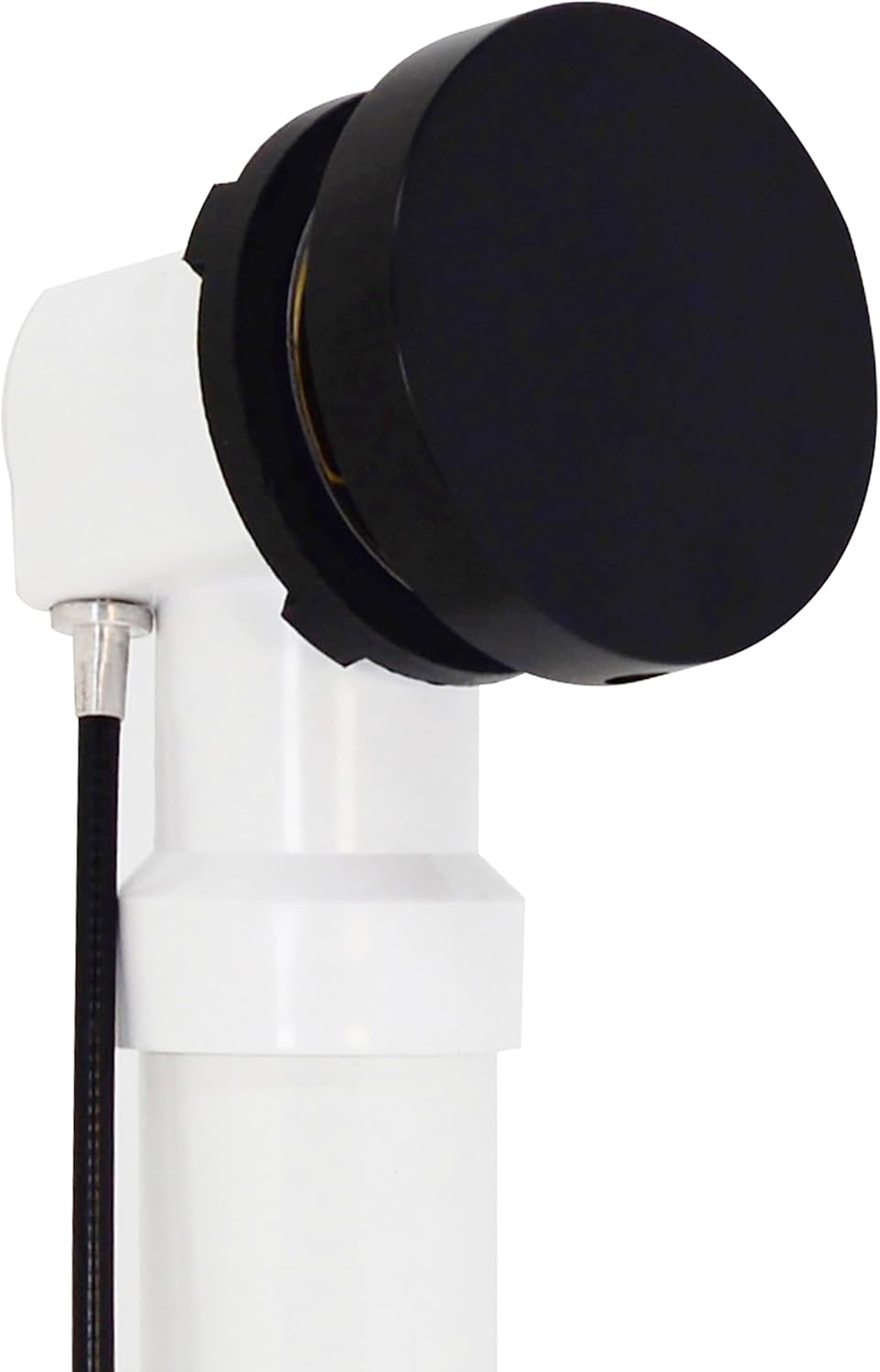 Westbrass D50P45SRE-62 45' Cable Drive Bathtub Drain Trim with Rotary Overflow Cover Knob, Pop-Up Stopper SCH. 40 PVC Fittings, Matte Black