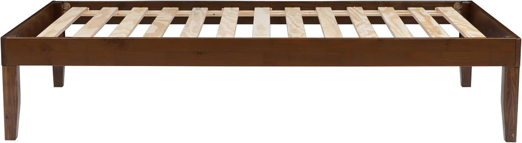 Powell Fordham Walnut Solid Pine Wood Twin Sized Platform Bed and Two Drawer Nightstand