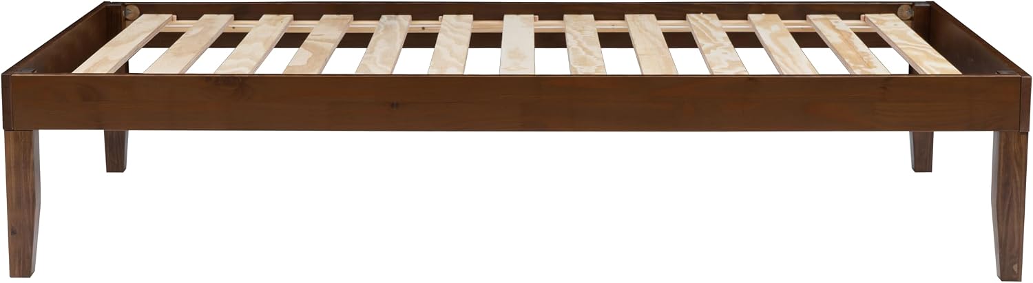 Powell Fordham Walnut Solid Pine Wood Twin Sized Platform Bed and Two Drawer Nightstand