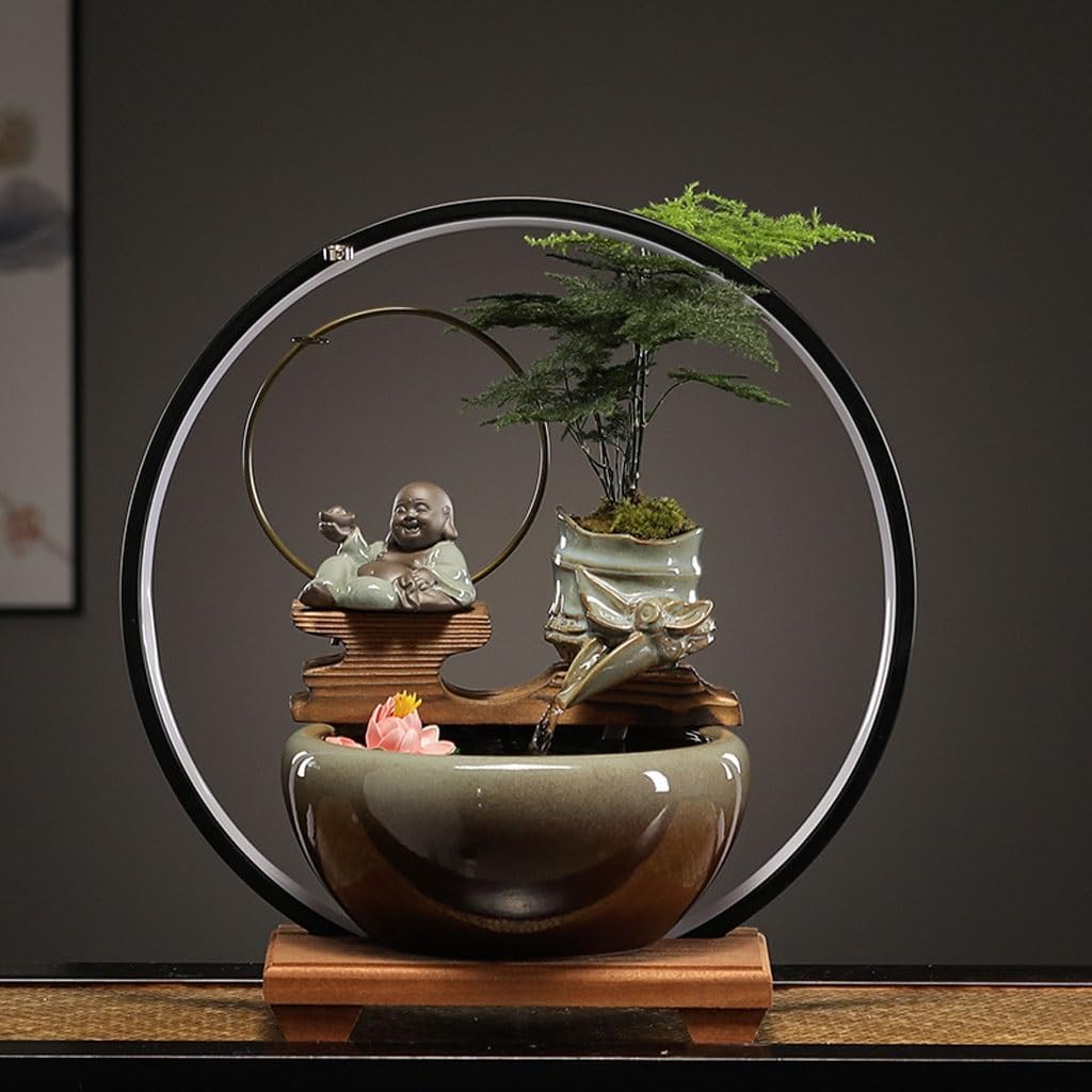 GUERNSEY Tabletop Fountain Ceramic Water Ornaments Store Opening Front Desk Decoration Ornaments Living Room Desktop Fountain Ornaments Indoor Fountain