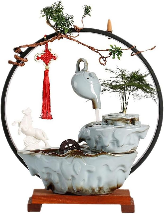 GUERNSEY Tabletop Fountain Flowing Water Circulating Water Fountain Ornaments Living Room Office Study Desk Fountain Desktop Decorations Indoor Fountain