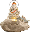 Zen Buddha Tabletop Fountain with LED Lights & Crystal Accents – Indoor Meditation Waterfall Feature with Cascading Water for Home, Office, Living Room or Bedroom – Free 10 Free Crystals (Style 4)