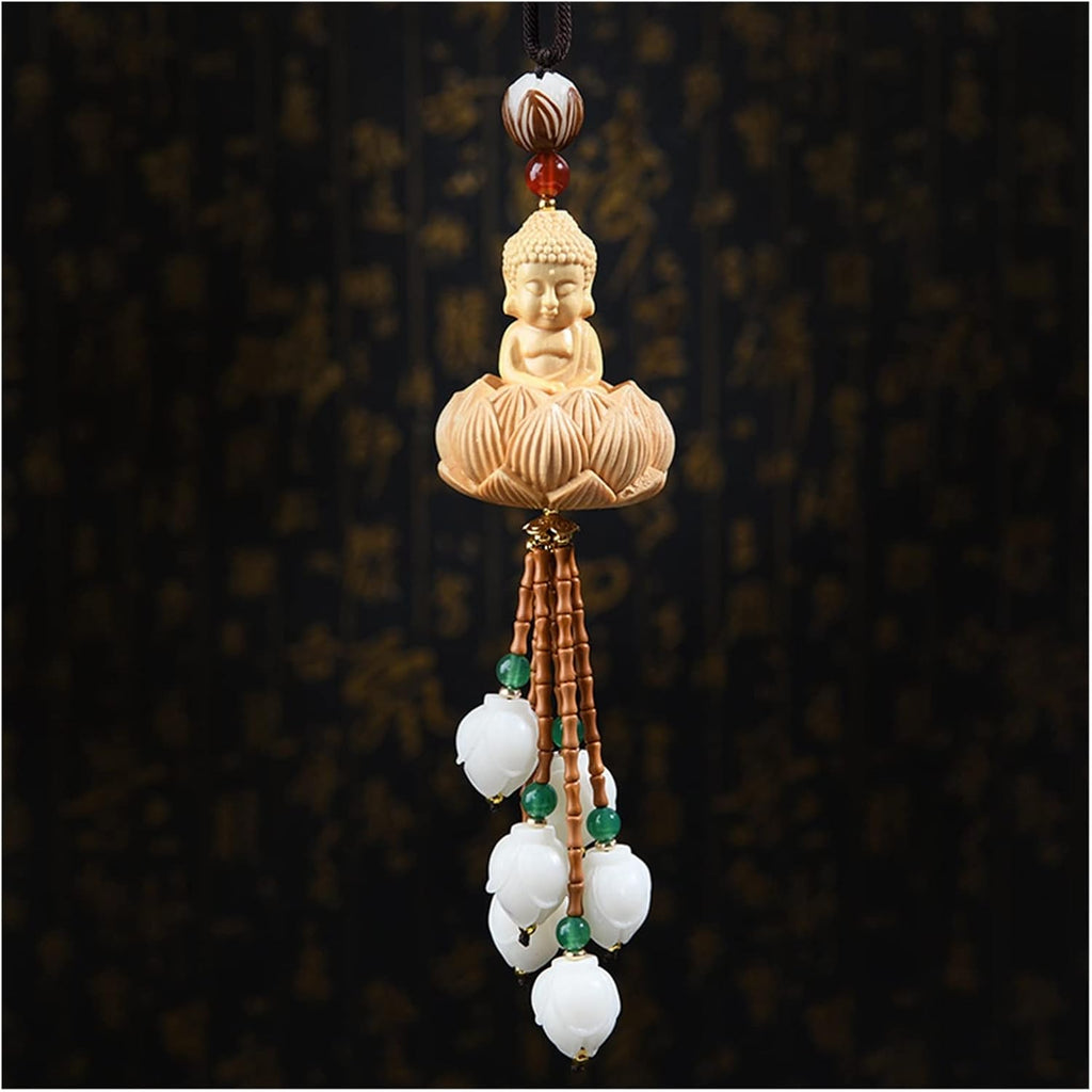 Car Interior Good Luck Pendant Bodhi Seeds Lotus Flower Goddess Of Mercy Car Rearview Mirror Charm Birthday Gift Car Charm