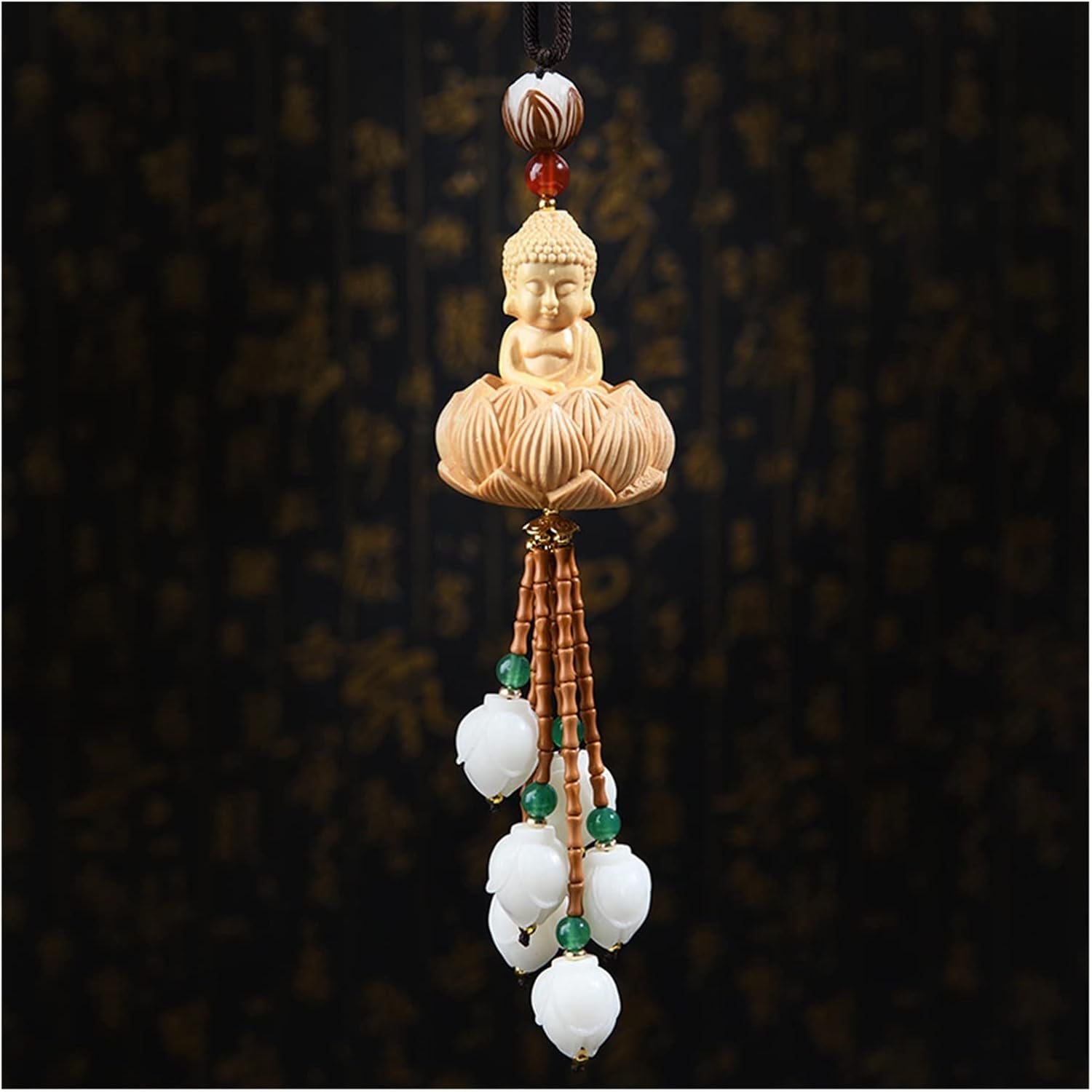 Car Interior Good Luck Pendant Bodhi Seeds Lotus Flower Goddess Of Mercy Car Rearview Mirror Charm Birthday Gift Car Charm