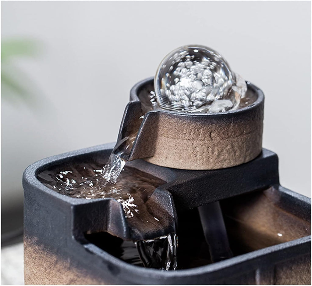 HIHELO Desktop Fountain Indoor Tabletop Fountain Small Desktop Fountain Desk Fountain Suitable for Home Office Bedroom Desk Decoration Water Fountain Outdoor (Color : B)
