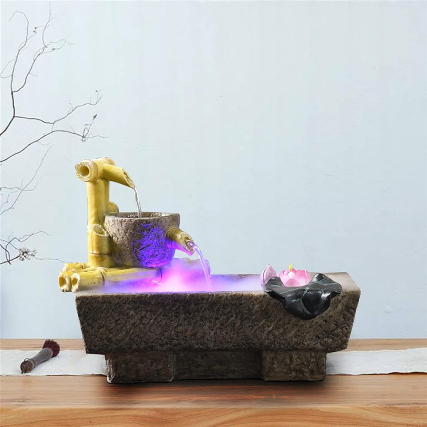 HIHELO Tabletop Fountain Tabletop Fountain Ornament Office Landscape Water Fountain Atomizing Humidifier Home Indoor Desktop Fountain Indoor Fountain