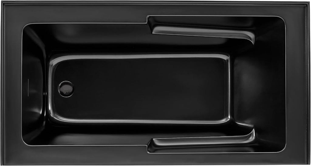 Swiss Madison Voltaire 60 x 32 Skirted Left Drain Soaking Apron Bathtub in Matte Black with Integrated Overflow and Armrest, Drain Included