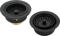 Westbrass CO2165S-62 COMBO PACK 3-1/2' Post Style Large Kitchen Sink Basket Strainer and Waste Disposal Drain Flange with Basket Strainer, Matte Black