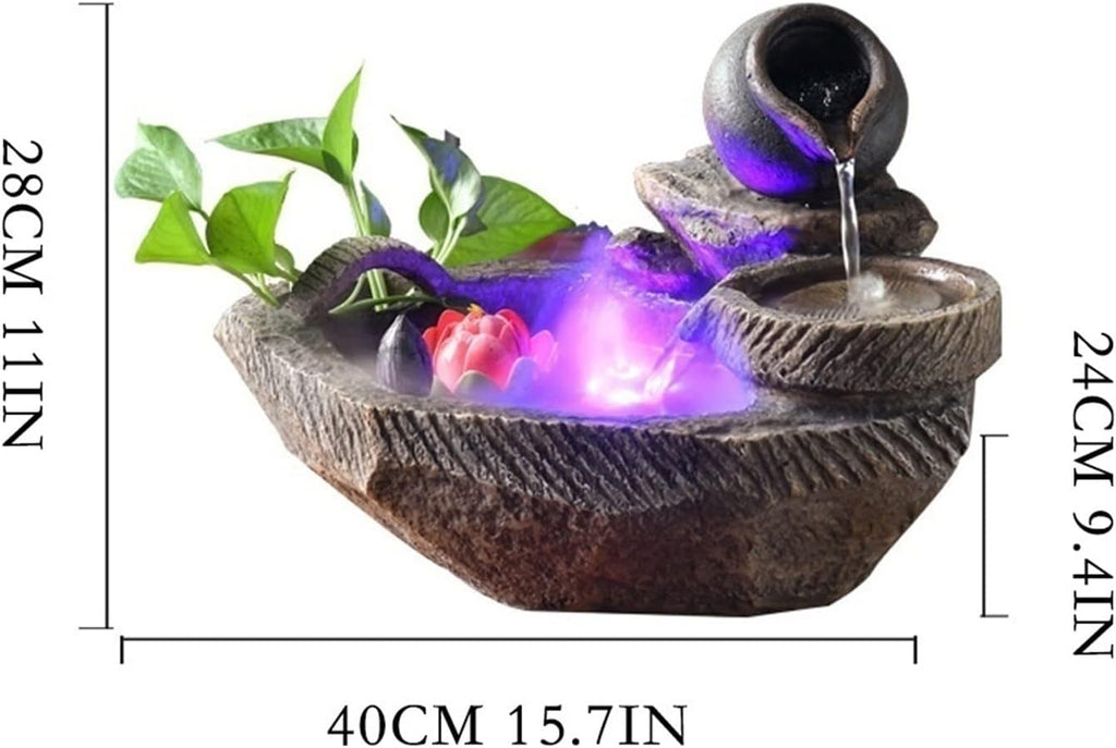 HIHELO Tabletop Fountain Tabletop Fountain Desktop Landscape Ornaments Landscaping Flowing Water Fountain Home Decorations Suitable for Bedroom Office Indoor Fountain
