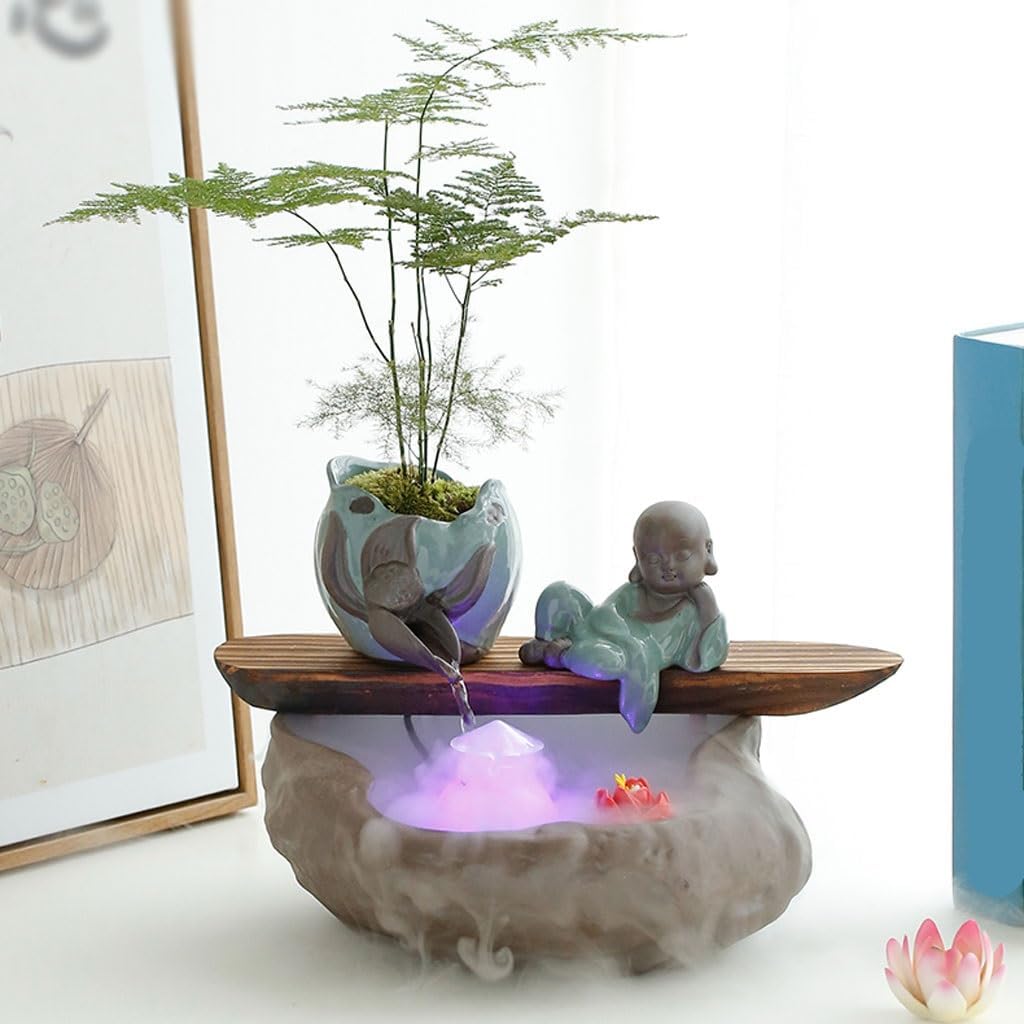GUERNSEY Tabletop Fountain Chinese Creative Small Water Ornaments Tea Room Desktop Circulating Water Fountain Ornaments Indoor Decorative Fountain Indoor Waterfall Feature Indoor Fountain