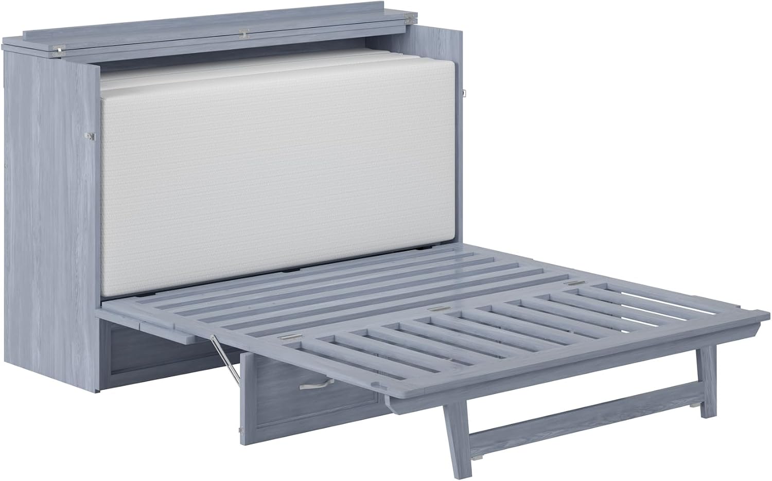 AFI, Northfield Murphy Bed Chest Queen with 6' Mattress, Storage Drawer & Built-in USB Charger, Driftwood