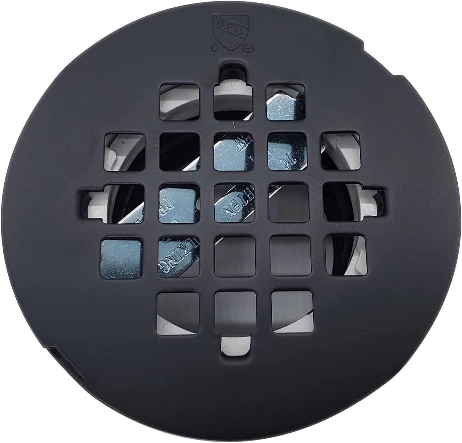Westbrass D206P-50-62 2' No-Caulk PVC Compression Shower Drain with 4-1/4' Round Grid Cover, Matte Black (50-Pack)