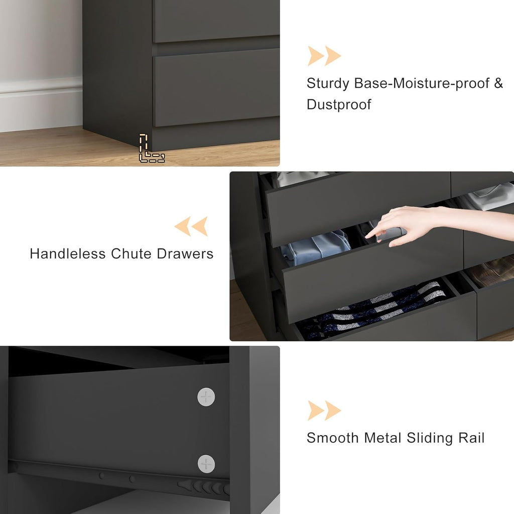Vibe & Dine Black Dresser 12 Drawer, Modern Long Dresser for Bedroom, Wood Chest of Drawers with Wide Storage for Living Room