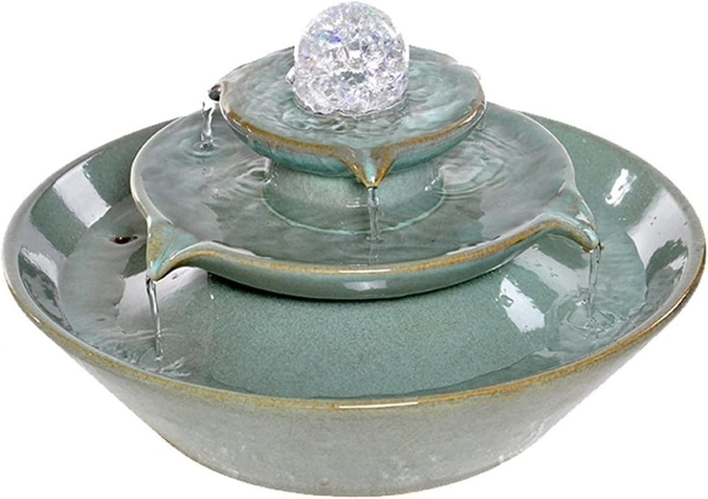HIHELO Tabletop Fountain Creative Fountain Flowing Water Desktop Decoration Living Room Ceramics Home Office Feng Shui Wheel Ball Decorations Indoor Fountain (Color : 1)
