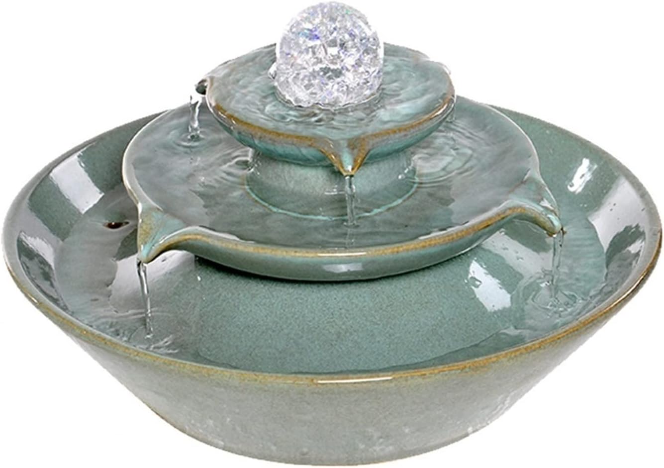 HIHELO Tabletop Fountain Creative Fountain Flowing Water Desktop Decoration Living Room Ceramics Home Office Feng Shui Wheel Ball Decorations Indoor Fountain (Color : 1)