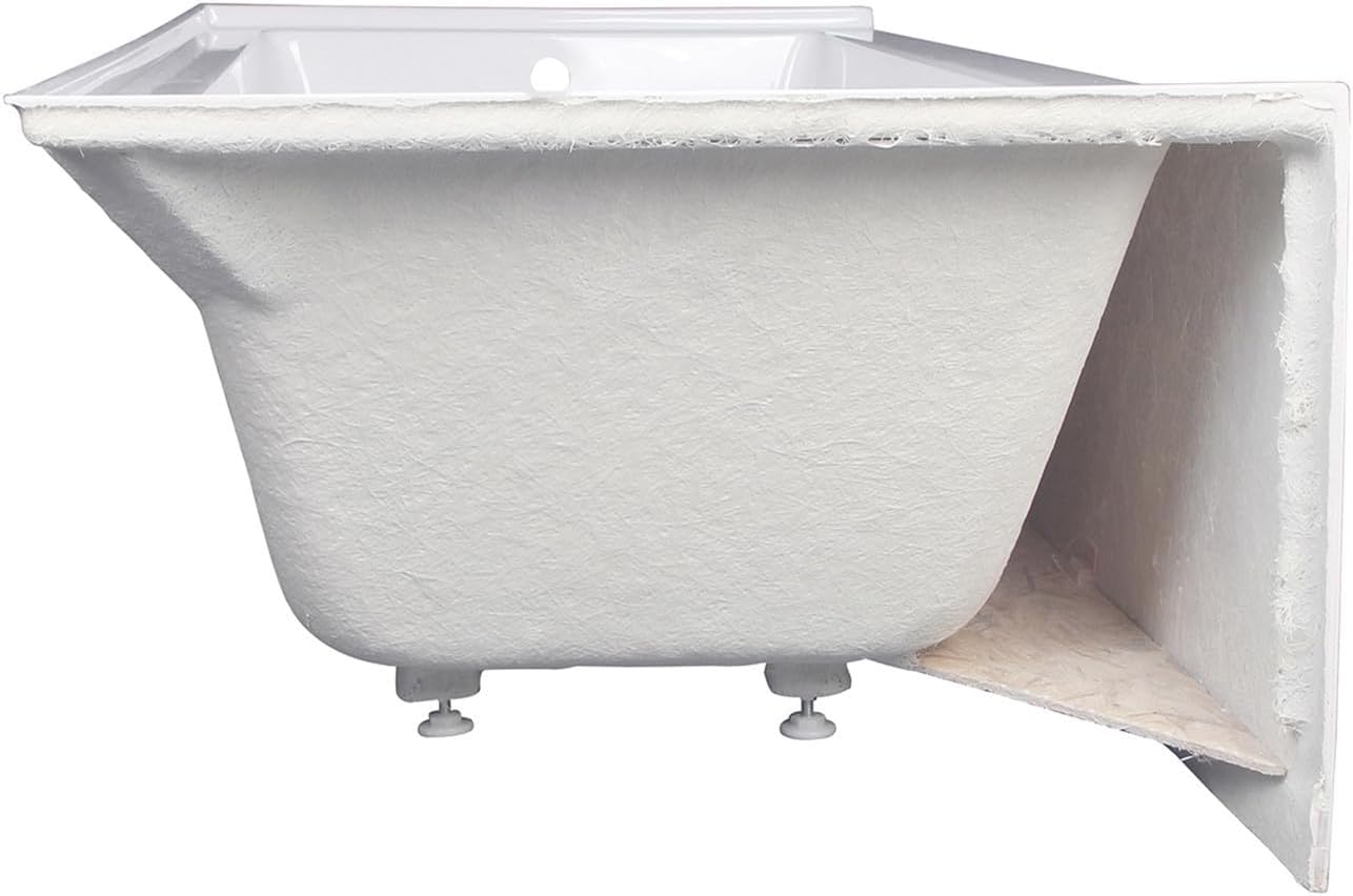 Kingston Brass Aqua Eden VTAP603622R 60-Inch Acrylic Alcove Tub with Right Hand Drain, White