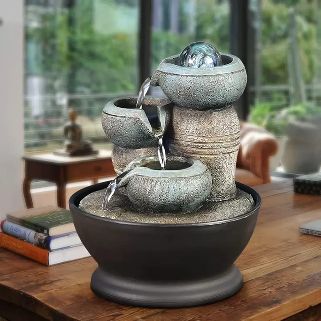 HIHELO Desktop Fountain Tabletop Fountain Simple Modern Circulating Water Fountain Office Desktop Decoration Ornament Water Fountain Outdoor