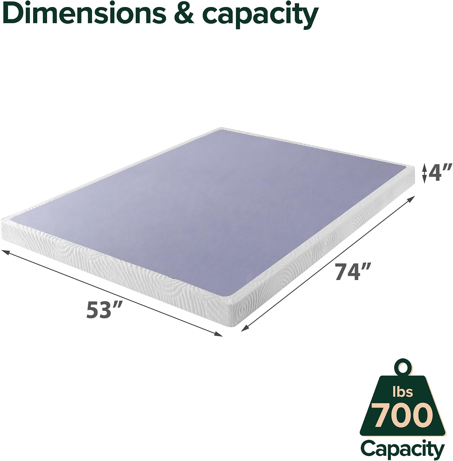 Zinus Edgar 4 Inch Bamboo Box Spring, Mattress Foundation, Sturdy Bamboo Structure, Low Profile, Easy Assembly, Full