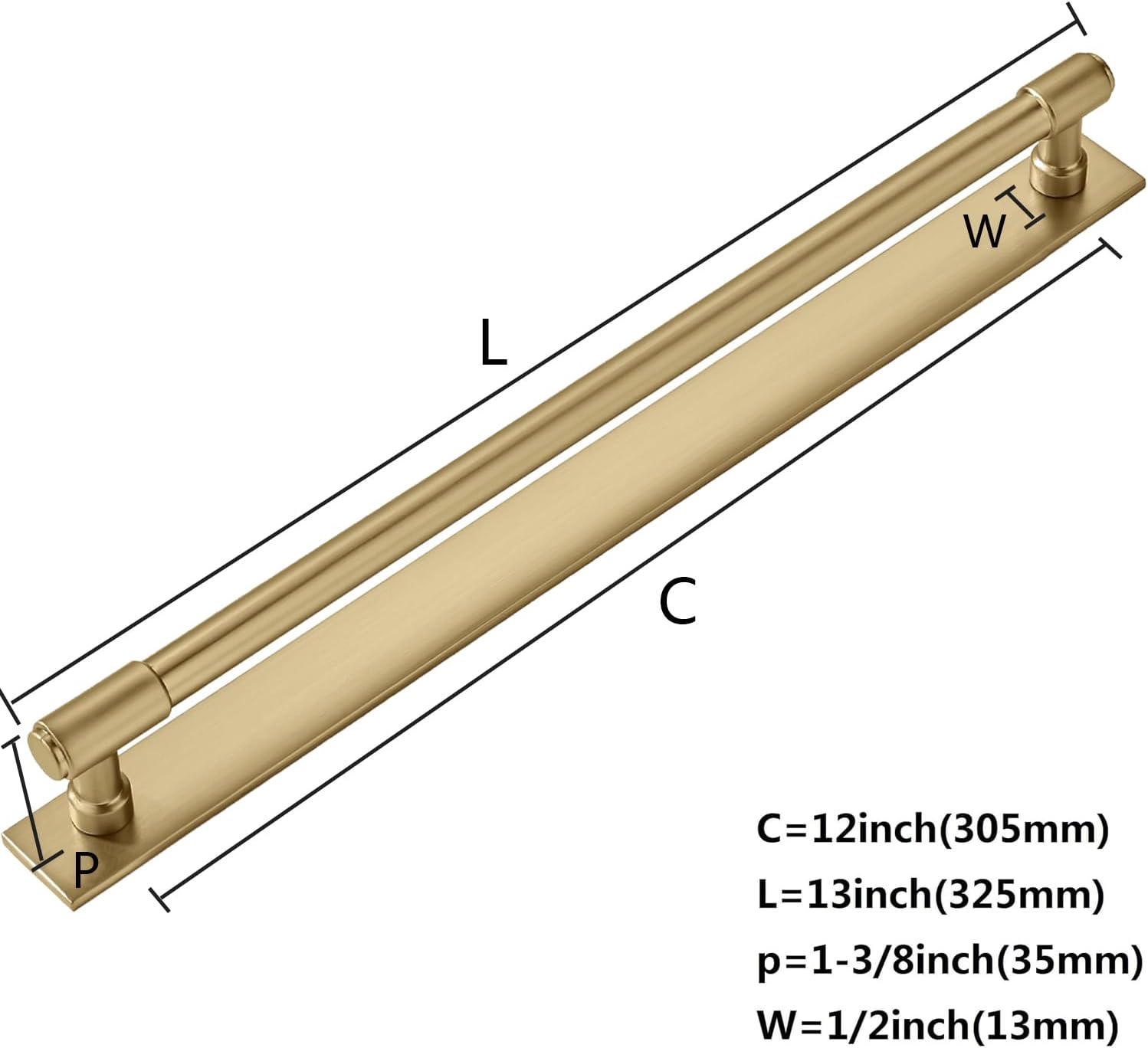 khtumeware 5 Pack 12 Inch(305 mm) Center to Center Brushed Gold Cabinet Pull Backplate with Base Plate Zinc Solid Brushed Brass Kitchen Cabinet Handles Drawer Pulls Cabinet Hardware