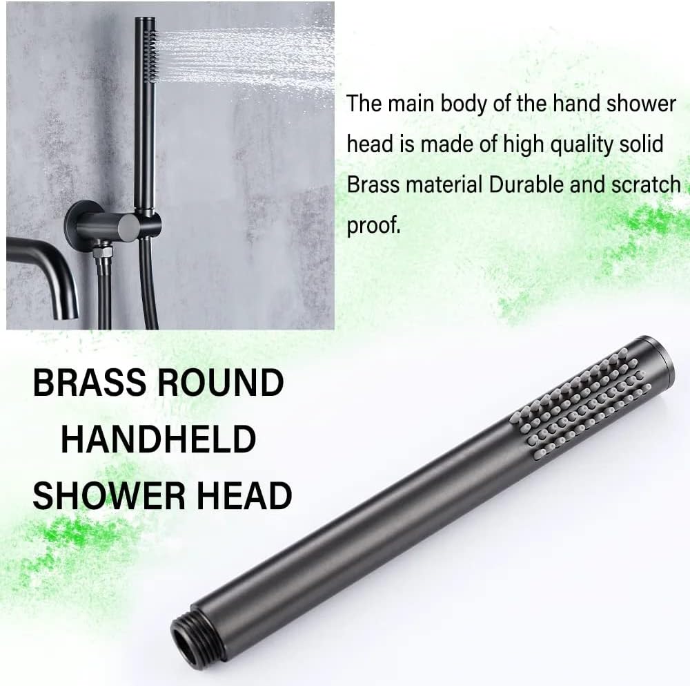 Bathtub Shower Faucet Set, Bath Mixer Taps with Shower Waterfall, Brass Shower Head Hand Sprayer 2 Ways Hot and Cold Mixing Tap Bathroom Sink Taps Shower Set,Brushed Gold