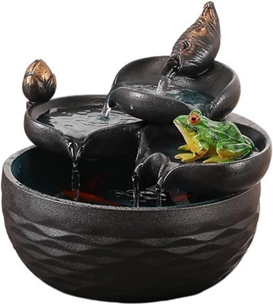 GLigeT Tabletop Fountain High End Flowing Decorations for Living Rooms Office Desks Home Opening Gifts Attracting Wealth Ceramic Fish Tanks Fountains Water Fountain Decor